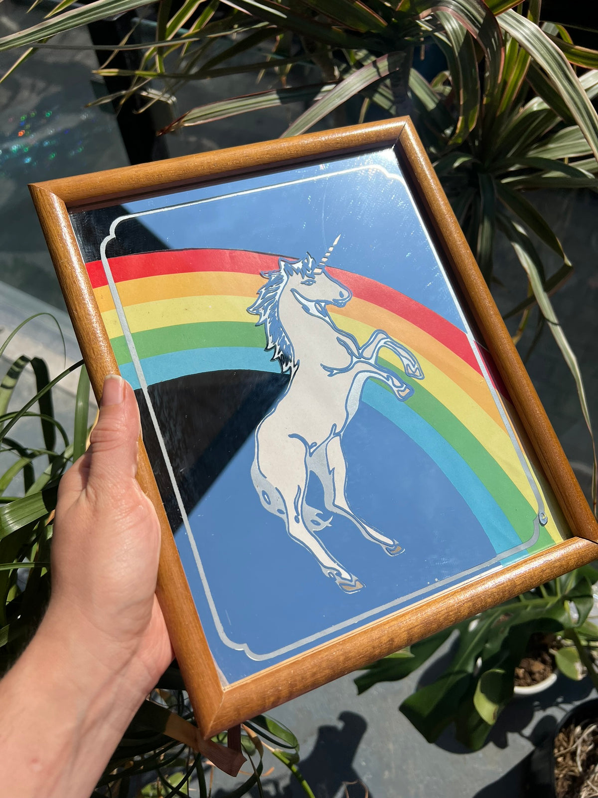 80s Vintage Rainbow Unicorn Mirror - Elektra Vintage