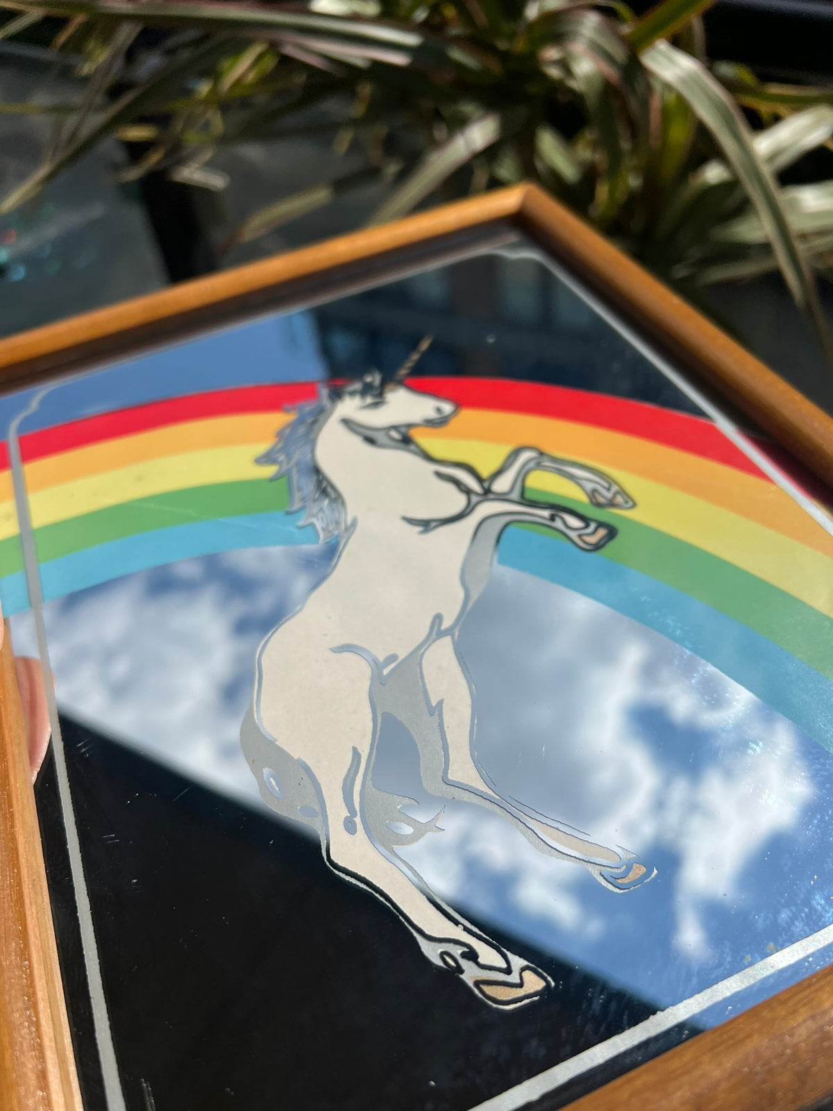 80s Vintage Rainbow Unicorn Mirror - Elektra Vintage