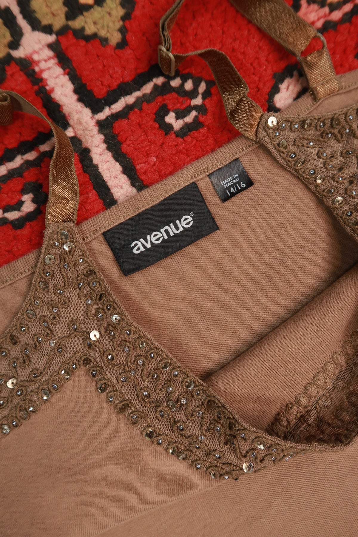 Vintage Y2K Beaded Brown Cami Tank Top