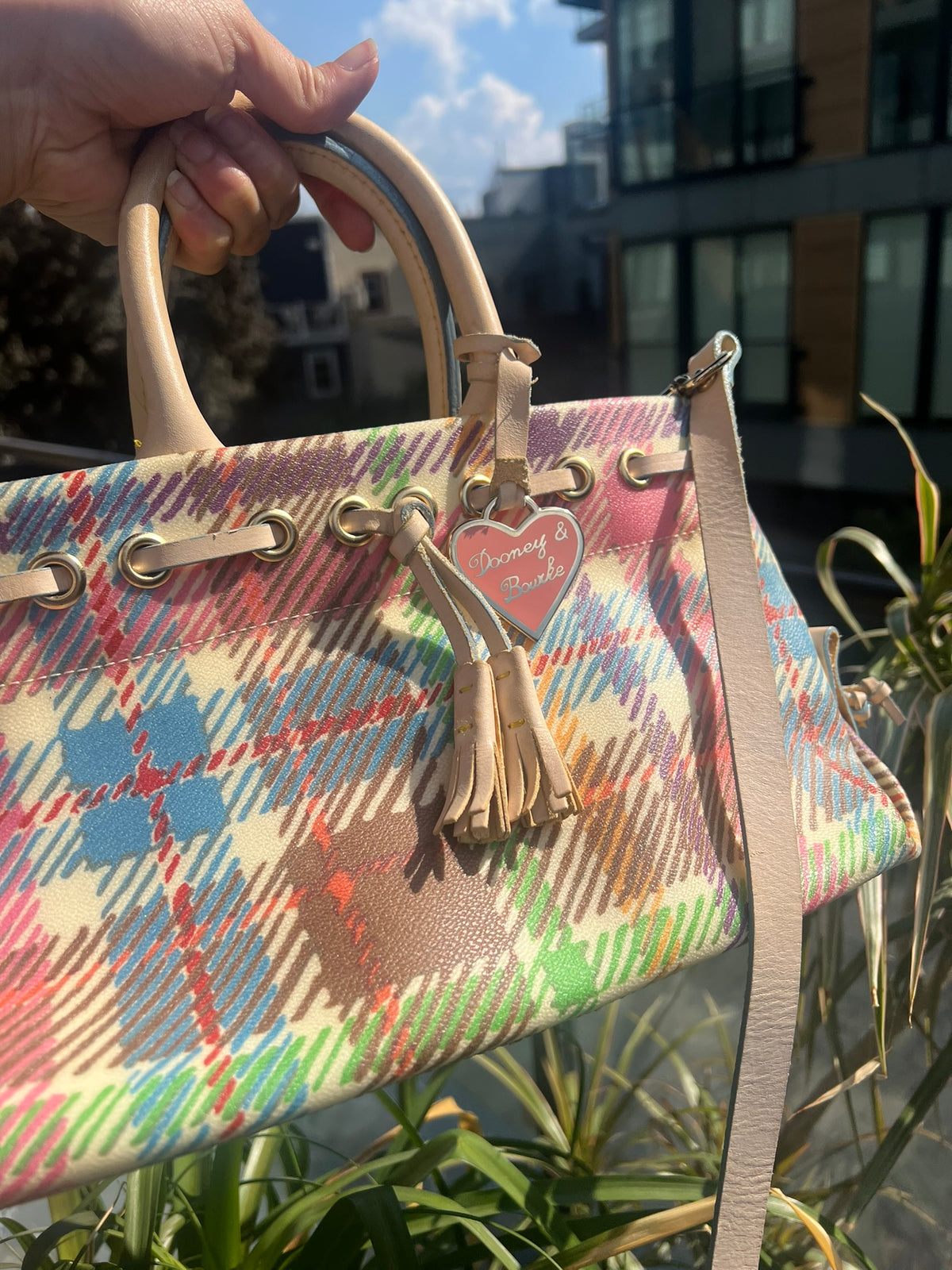 2000s Vintage Plaid Dooney & Bourke Handbag - Elektra Vintage
