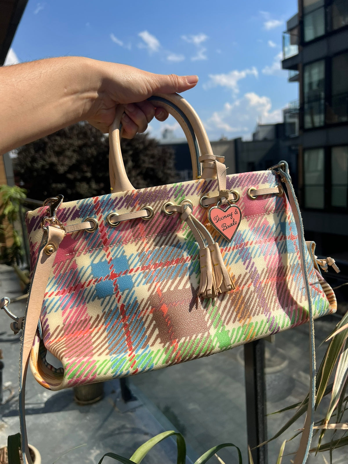 2000s Vintage Plaid Dooney & Bourke Handbag - Elektra Vintage
