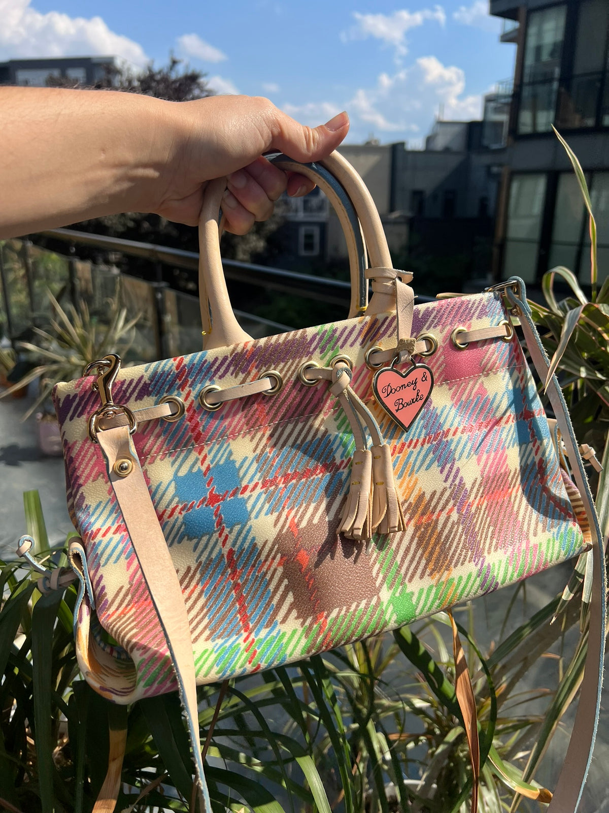 2000s Vintage Plaid Dooney & Bourke Handbag - Elektra Vintage