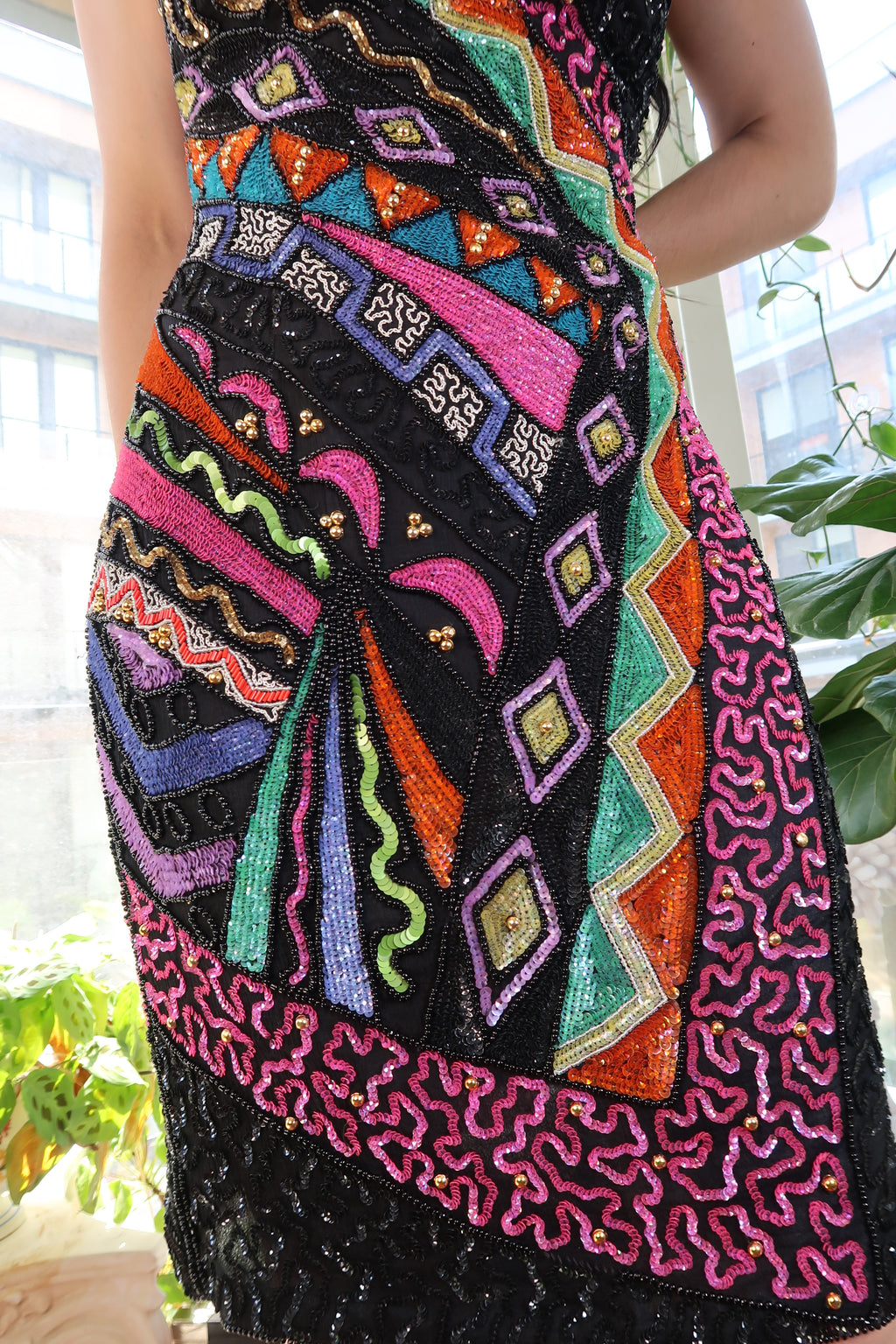 Vintage Leslie Fay 100% Silk Beaded Strapless Mini Dress – Art Deco Pop