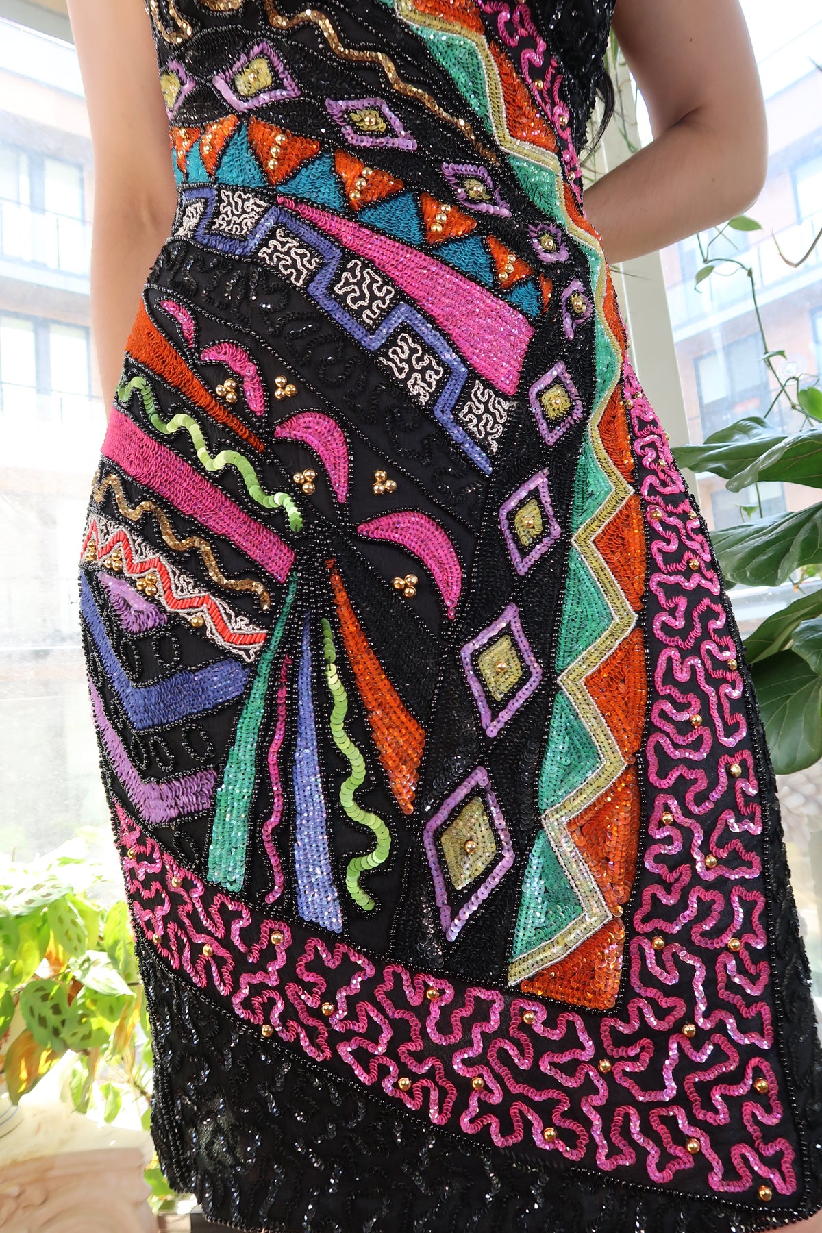 Vintage Leslie Fay 100% Silk Beaded Strapless Mini Dress – Art Deco Pop
