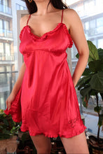 Load image into Gallery viewer, NWT Vintage 2000s Victoria’s Secret Red Satin Angel Rhinestone Slip Dress
