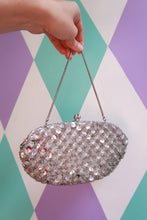 Load image into Gallery viewer, Vintage Silver Sequin Beaded Handbag
