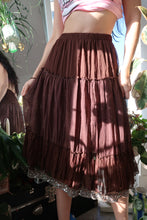 Load image into Gallery viewer, Vintage Brown Whimsigoth Boho Midi Skirt
