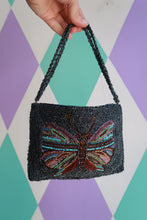 Load image into Gallery viewer, Vintage Black Beaded Butterfly Evening Bag Purse
