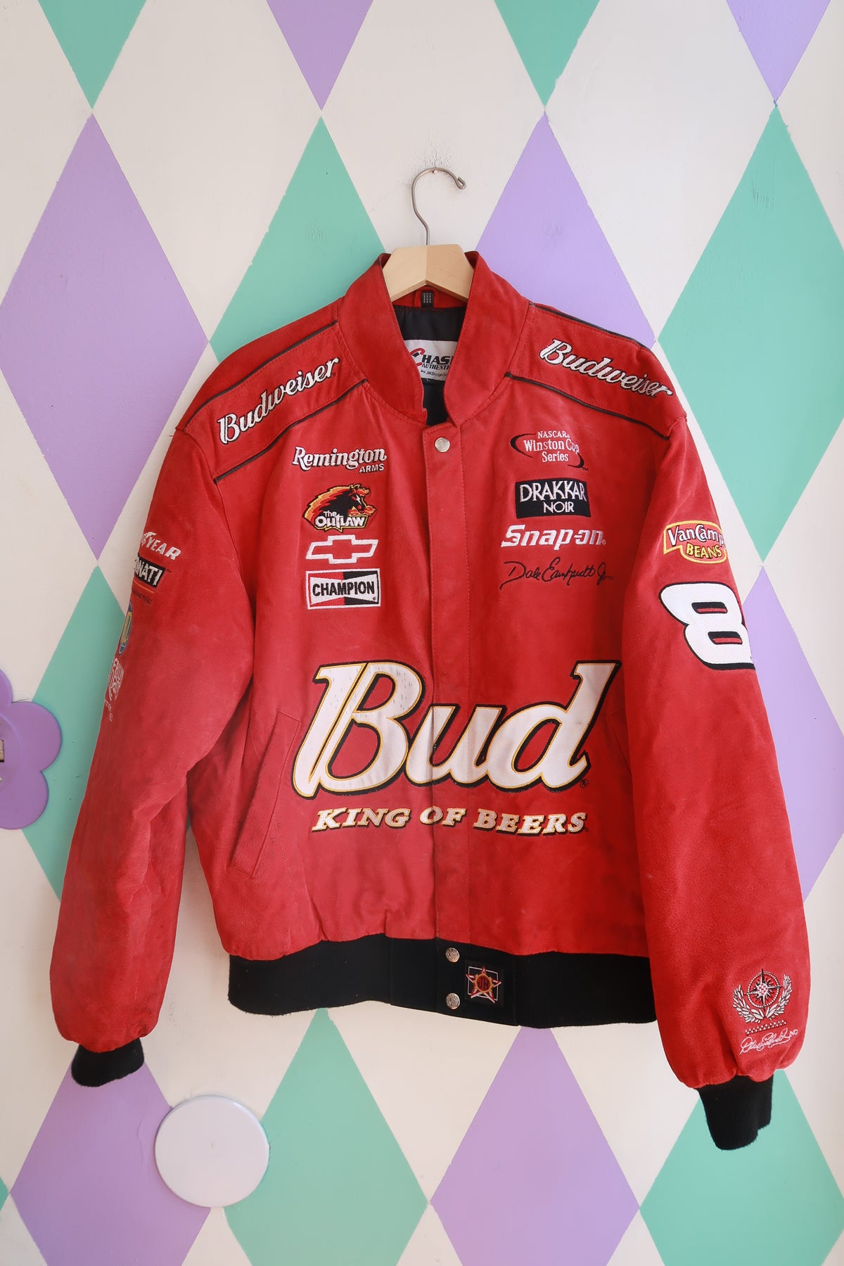 Vintage Budweiser Dale Earnhardt Jr. Genuine Leather Racing Jacket