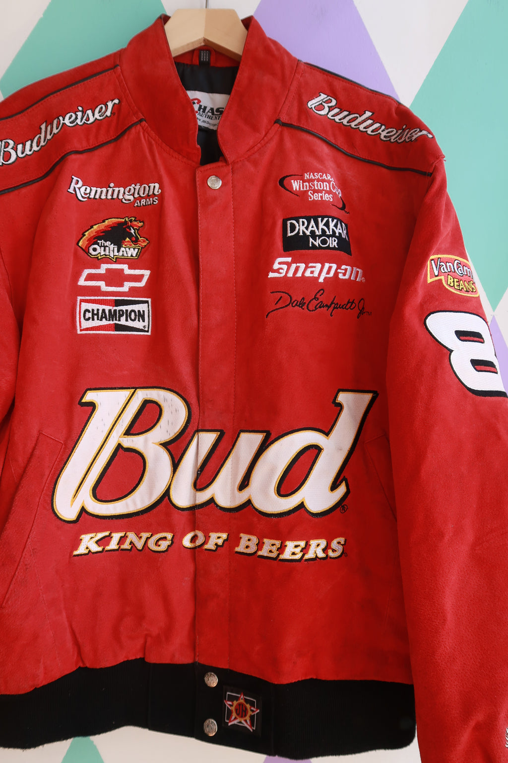 Vintage Budweiser Dale Earnhardt Jr. Genuine Leather Racing Jacket