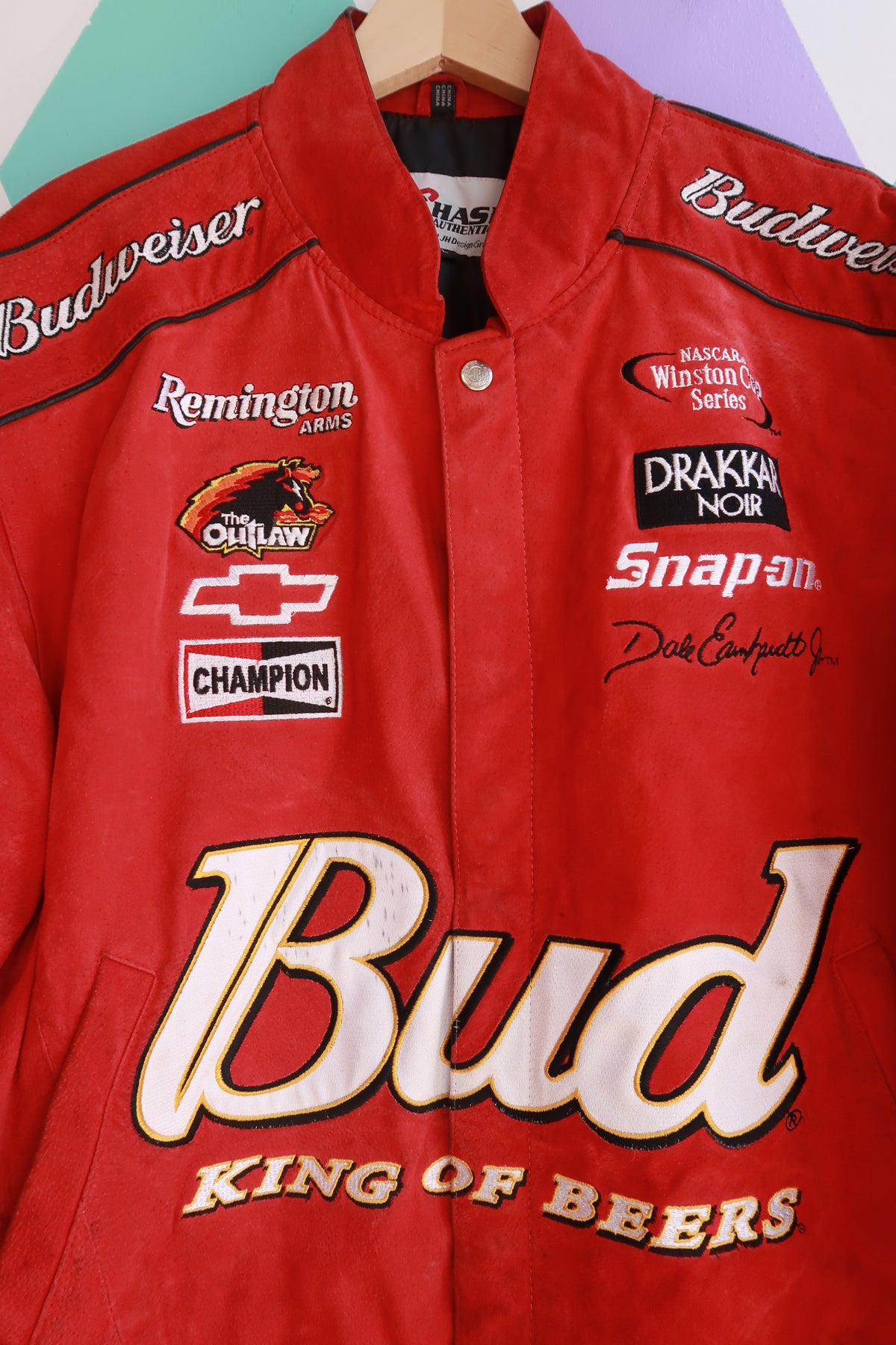 Vintage Budweiser Dale Earnhardt Jr. Genuine Leather Racing Jacket