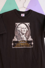 Load image into Gallery viewer, Vintage Bureau of Engraving and Printing George Washington Black Graphic T-Shirt
