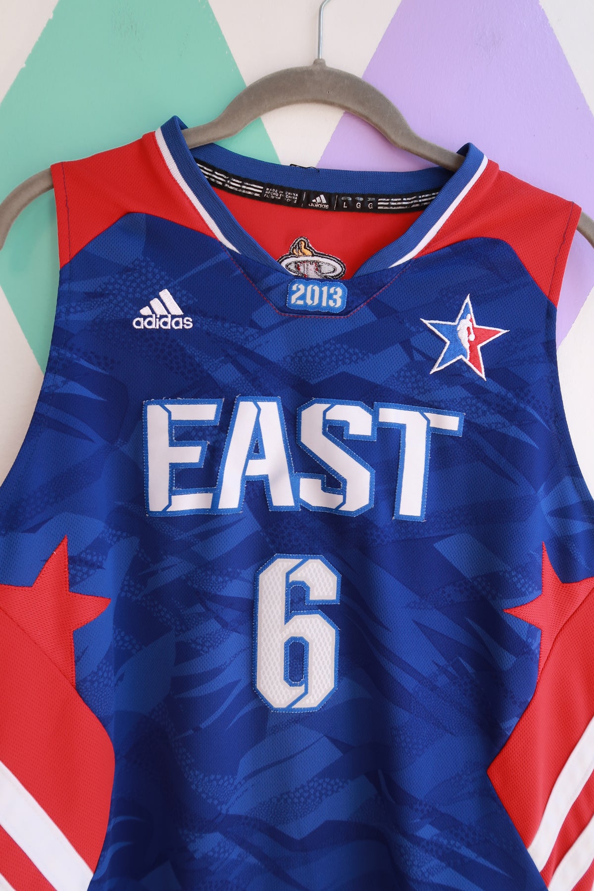Vintage 2013 Adidas NBA All-Star East LeBron James #6 men's basketball jersey by Elektra Vintage, featuring team and player details.