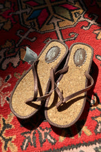 Load image into Gallery viewer, New with Tags Y2K Glitter Cork Wedge Flip Flops – Brown
