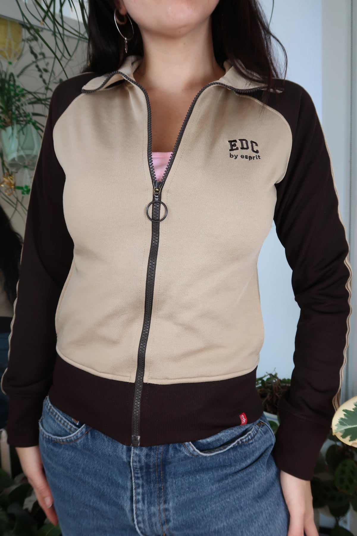 Vintage 2000s Esprit Varsity Style Brown Zip Up