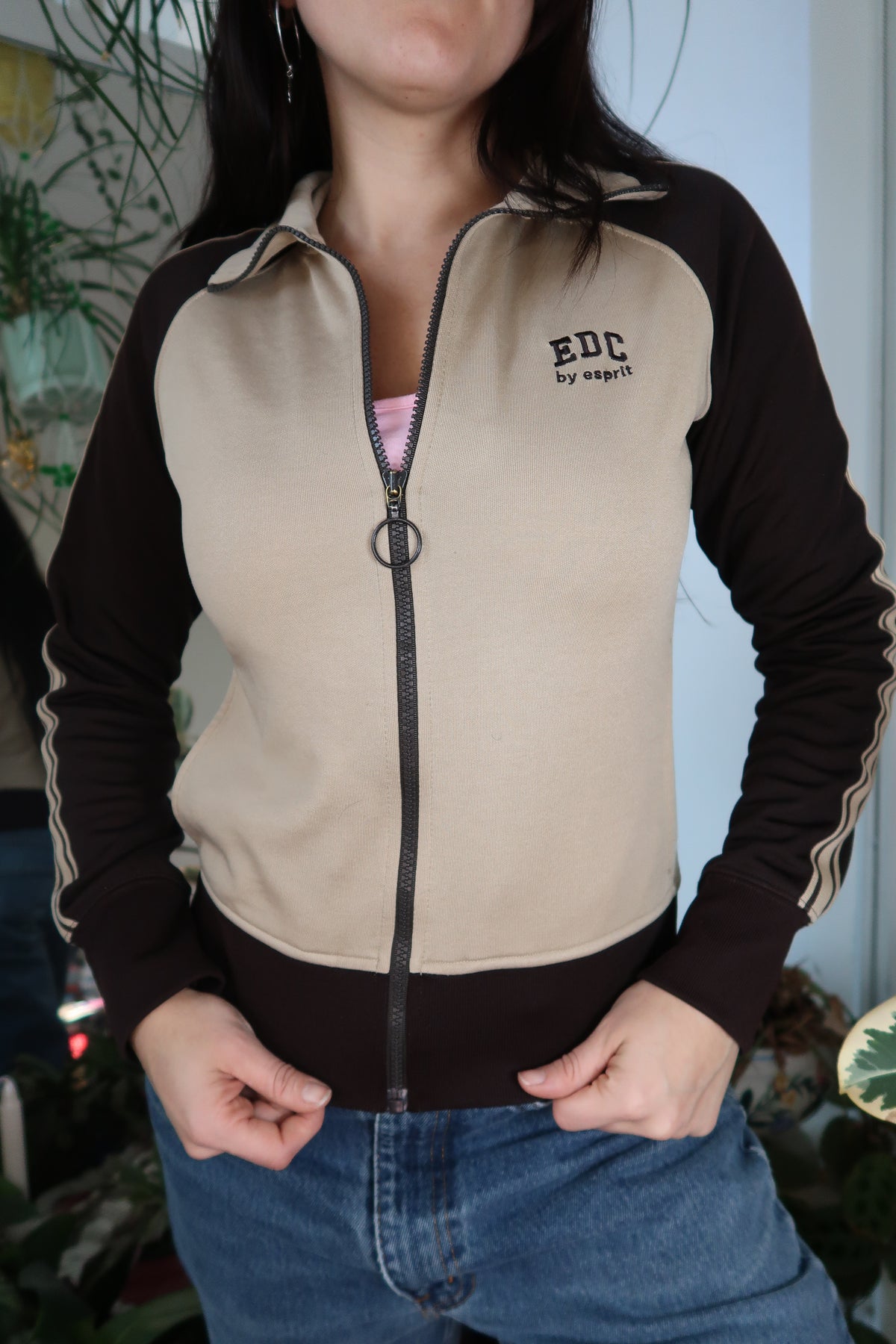 Vintage 2000s Esprit Varsity Style Brown Zip Up