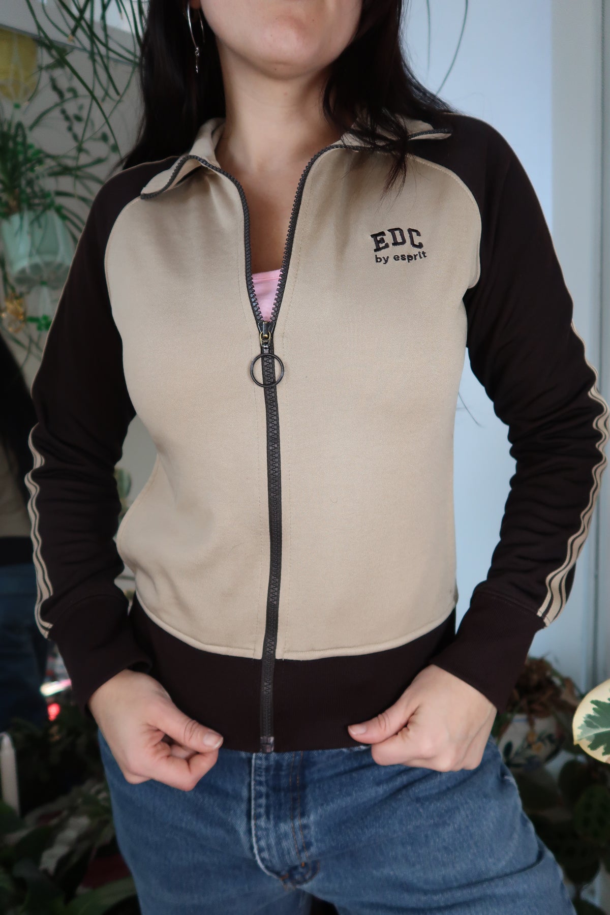 Vintage 2000s Esprit Varsity Style Brown Zip Up