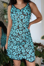 Load image into Gallery viewer, Brown and Blue Flower Printed Mesh Slip Dress
