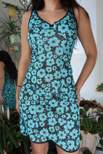 Load image into Gallery viewer, Brown and Blue Flower Printed Mesh Slip Dress
