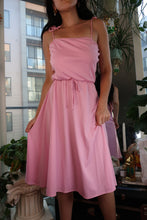 Load image into Gallery viewer, Vintage 1970s Pink Tie-Strap Midi Dress – Soft Jersey Knit
