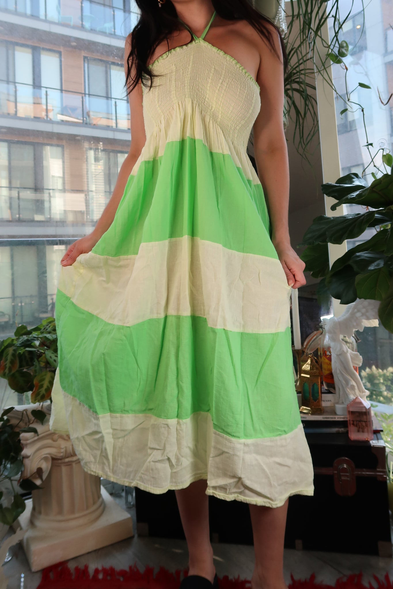 Vintage Lime Green & Light Green Halter Dress 2000s Colorblock Sundr Elektra Vintage Vintage Lime Green & Light Green Halter Dress 2000s Colorblock Sundr Elektra Vintage