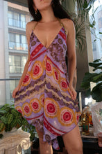 Load image into Gallery viewer, Vintage Halter Neck Handkerchief Dress – Boho Patchwork Psychedelic Print
