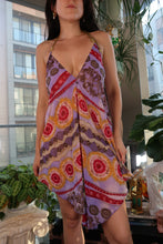 Load image into Gallery viewer, Vintage Halter Neck Handkerchief Dress – Boho Patchwork Psychedelic Print
