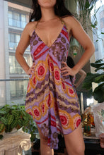 Load image into Gallery viewer, Vintage Halter Neck Handkerchief Dress – Boho Patchwork Psychedelic Print
