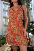 Load image into Gallery viewer, Vintage Josie Sheer Paisley Slip Dress – Bright Multicolor
