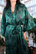 Load image into Gallery viewer, Vintage Gold Label Victoria’s Secret Emerald Burnout Satin Robe
