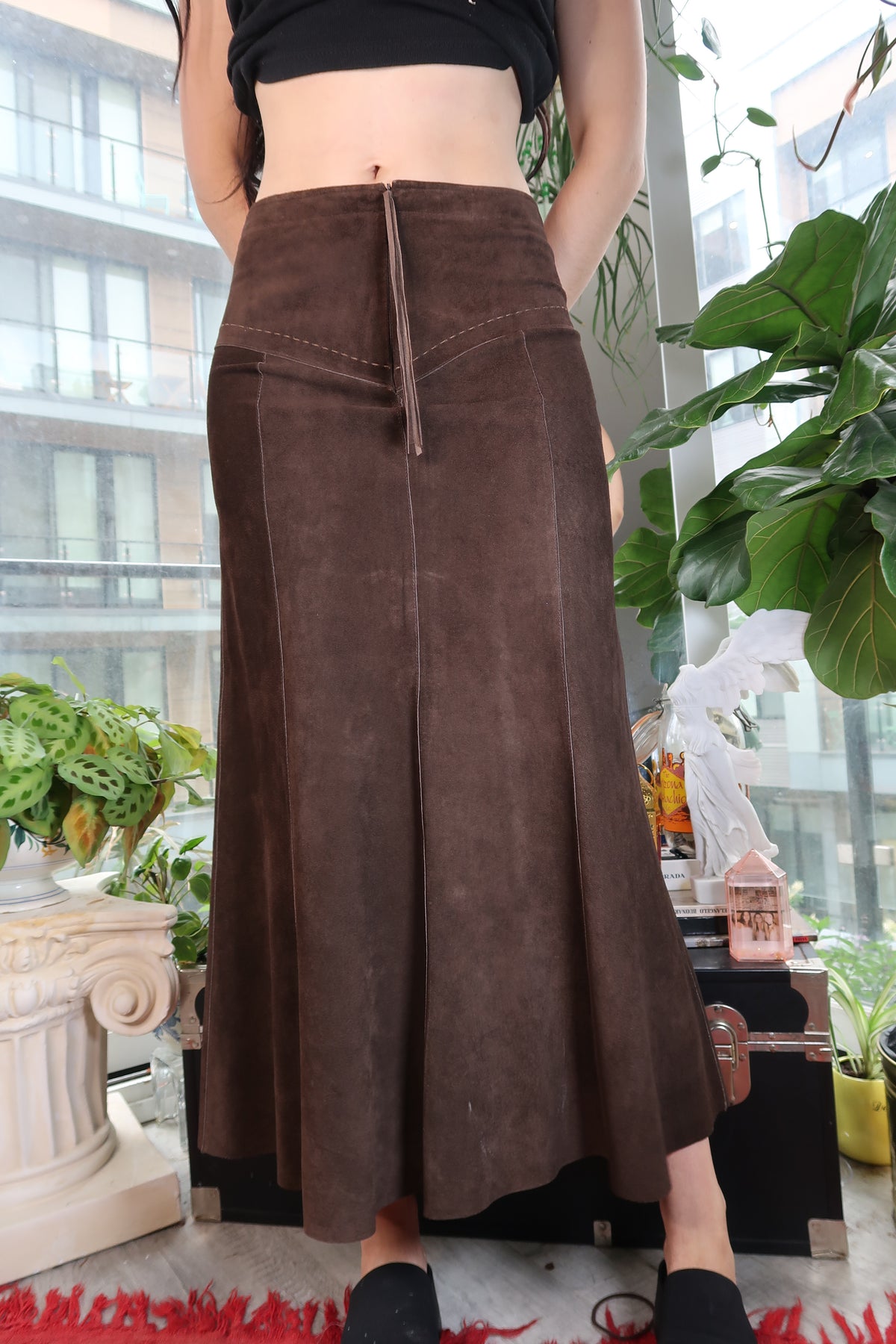 Vintage Brown Suede Maxi Skirt