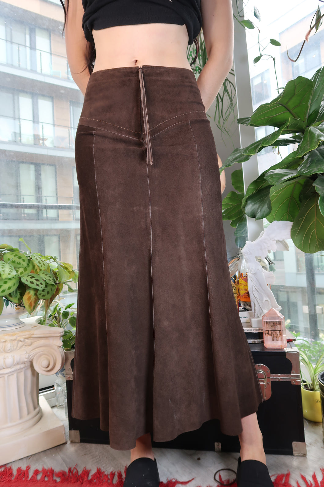 Vintage Brown Suede Maxi Skirt