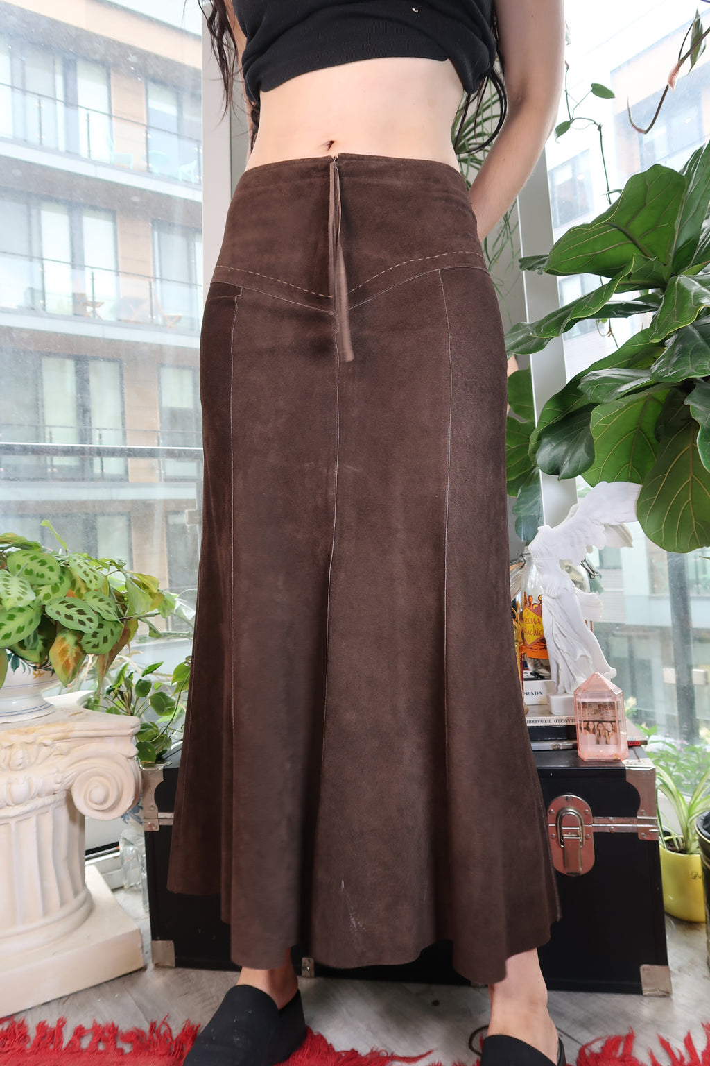 Vintage Brown Suede Maxi Skirt