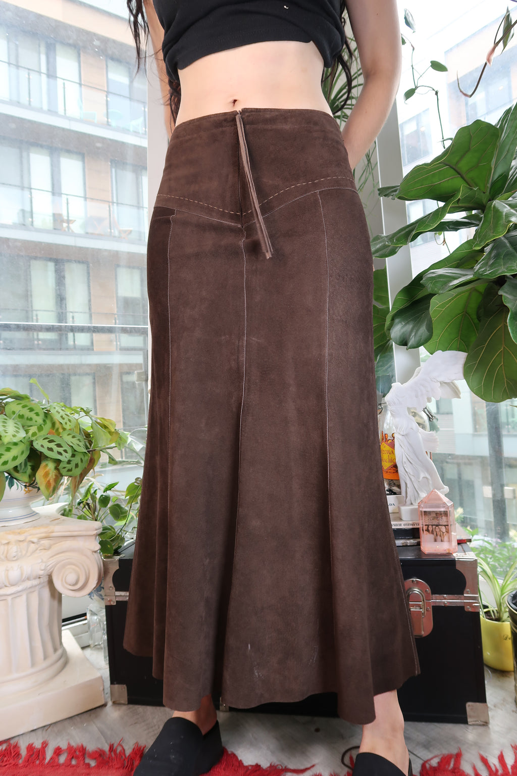Vintage Brown Suede Maxi Skirt