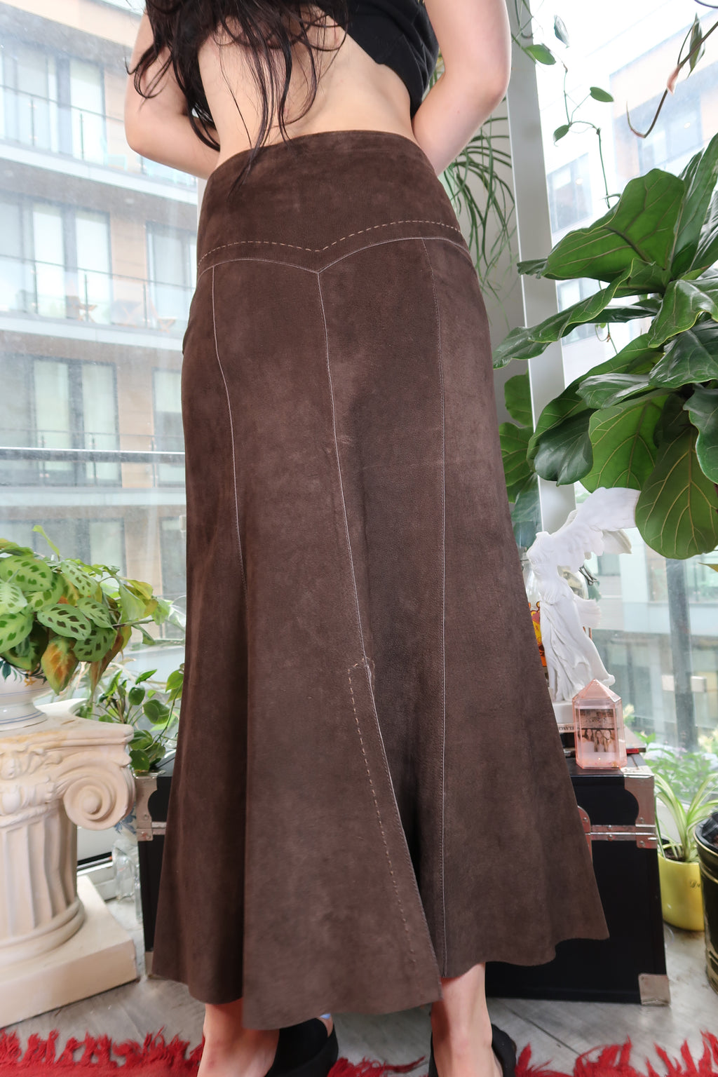 Vintage Brown Suede Maxi Skirt