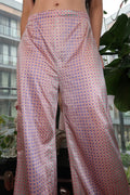 Vintage 1970s Op Art Bell Bottom Pants – Pink & Purple Satin