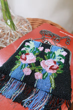 Load image into Gallery viewer, Vintage Floral Beaded Fringe Evening Bag Art Deco Style Chain Purse
