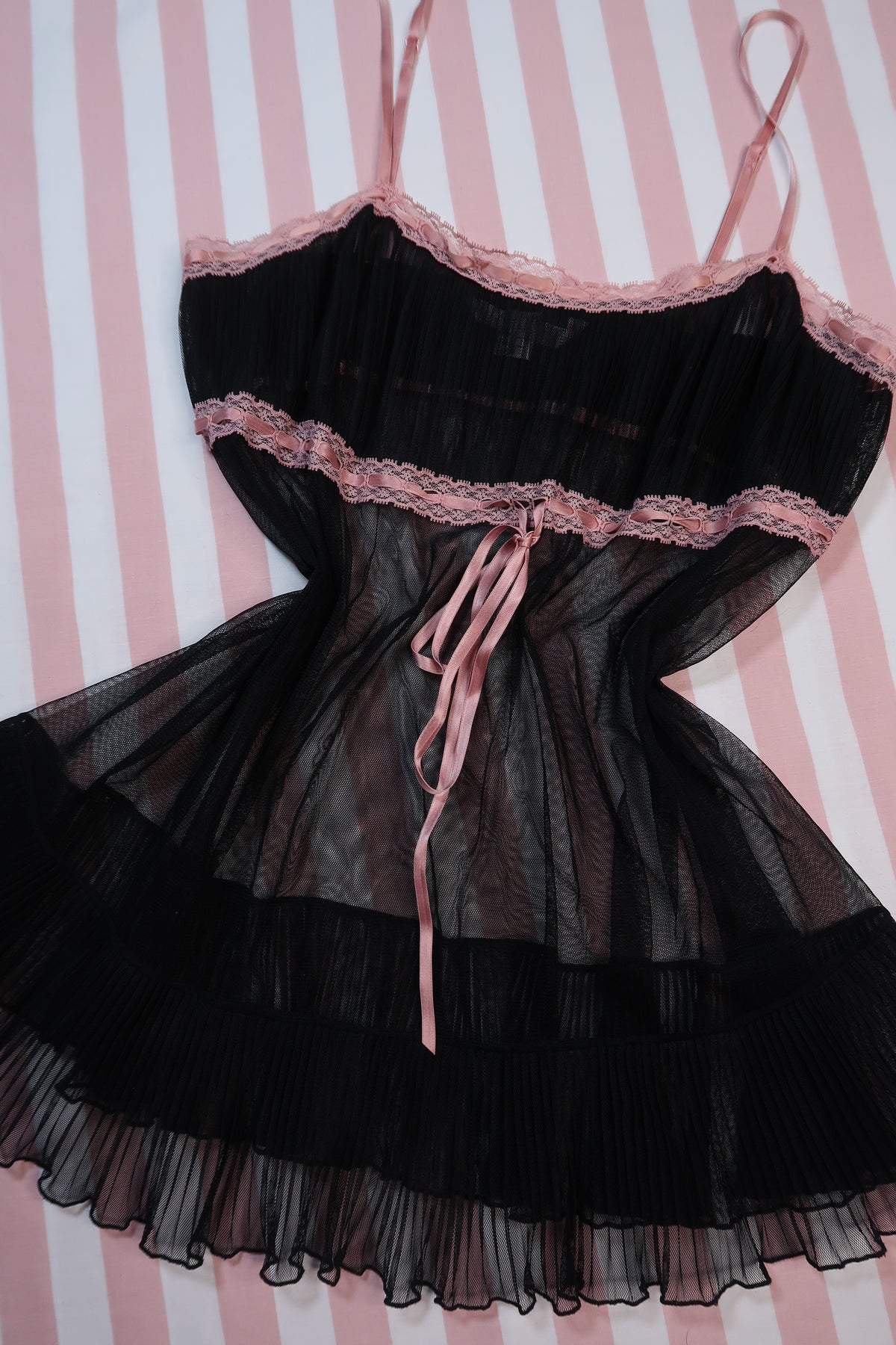 Vintage 2000s Victoria’s Secret Black Sheer Mesh Babydoll Camisole Top - Elektra Vintage