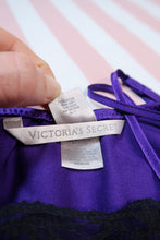 Load image into Gallery viewer, 2000s Victoria’s Secret Purple Satin Lace Babydoll Camisole Top
