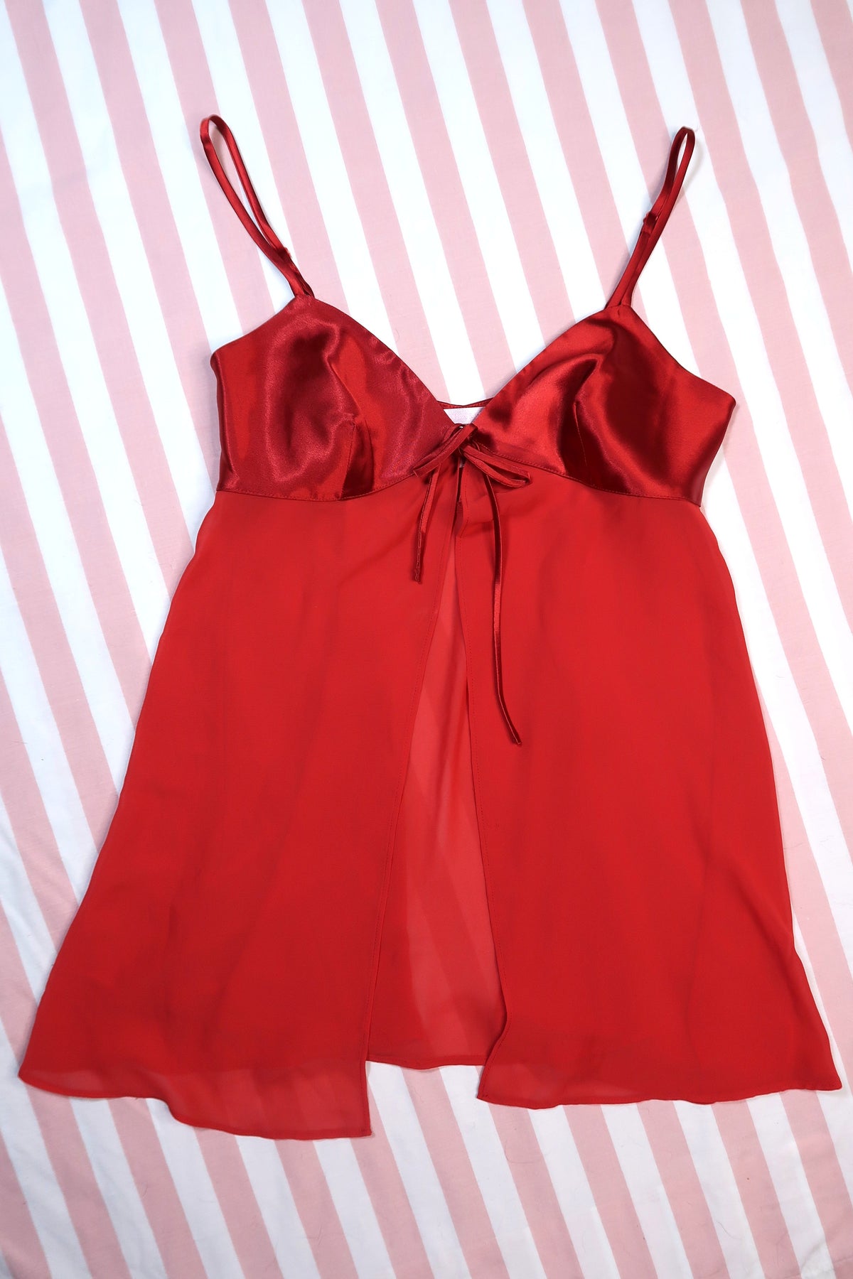 Vintage 1990s Victoria’s Secret Red Sheer Babydoll Camisole Top - Elektra Vintage