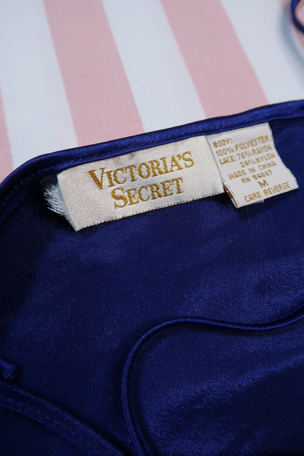 Vintage Gold Label Victoria’s Secret Blue Satin Lace Camisole Top - Elektra Vintage