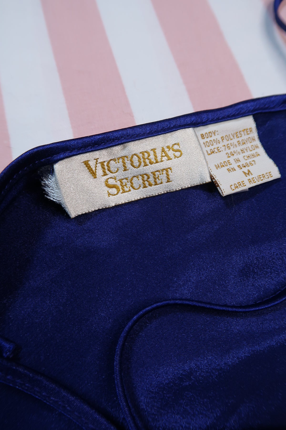 Vintage Gold Label Victoria’s Secret Blue Satin Lace Camisole Top - Elektra Vintage