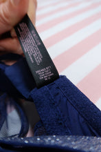 Load image into Gallery viewer, 2000s Victoria’s Secret Navy Blue Floral Lace Sheer Babydoll Camisole Top
