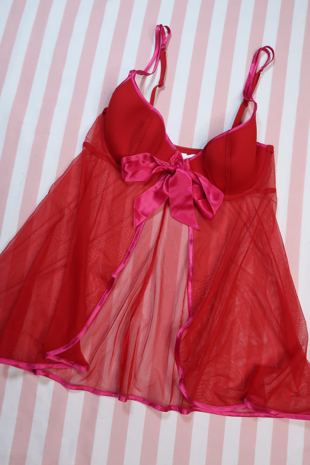 Vintage 2000s Victoria’s Secret Red Sheer Mesh Babydoll Top - Elektra Vintage