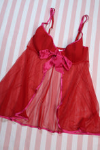 Load image into Gallery viewer, Vintage 2000s Victoria’s Secret Red Sheer Mesh Babydoll Top
