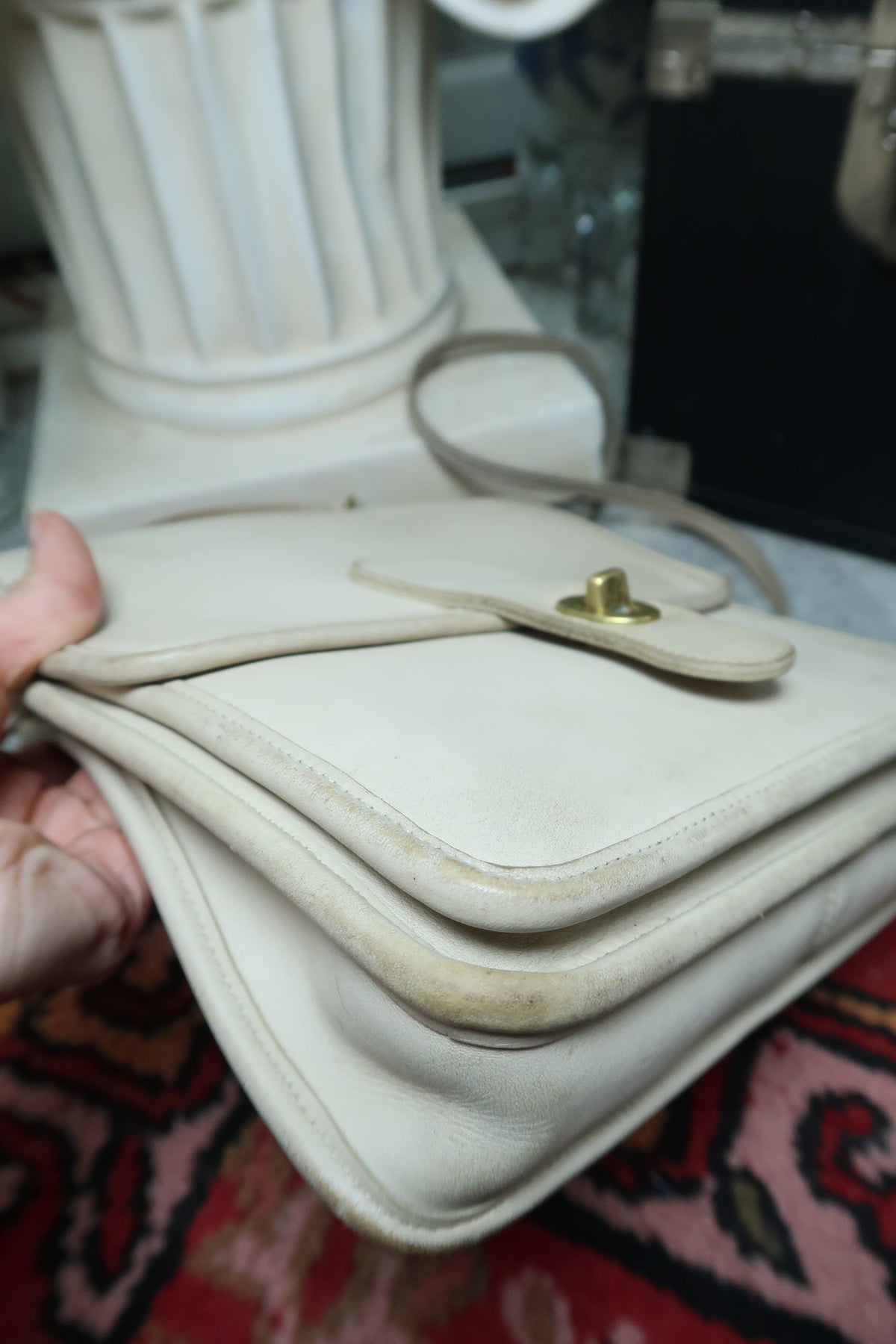 Vintage 90s Coach Bone Leather Station Bag