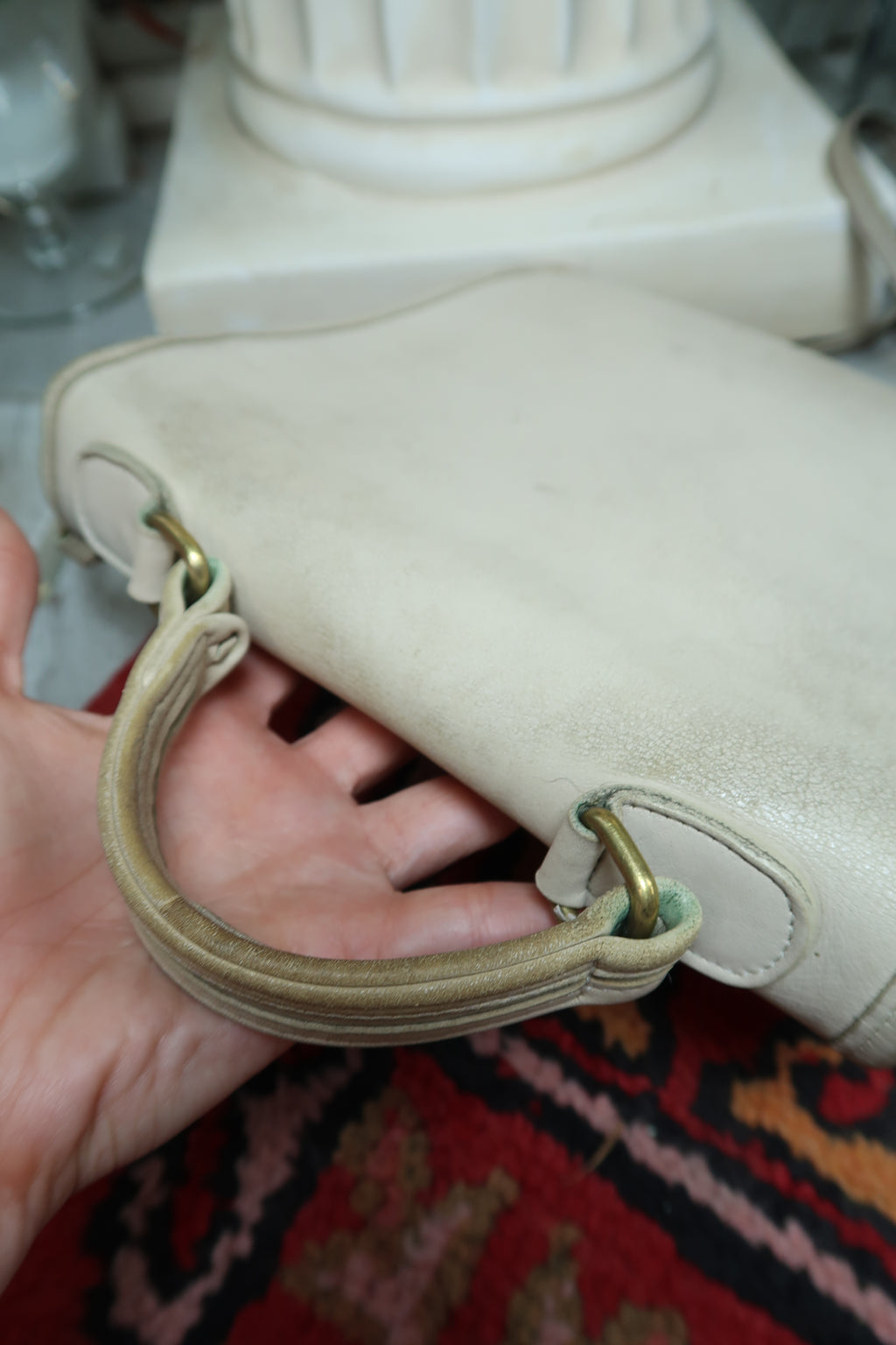 Vintage 90s Coach Bone Leather Station Bag