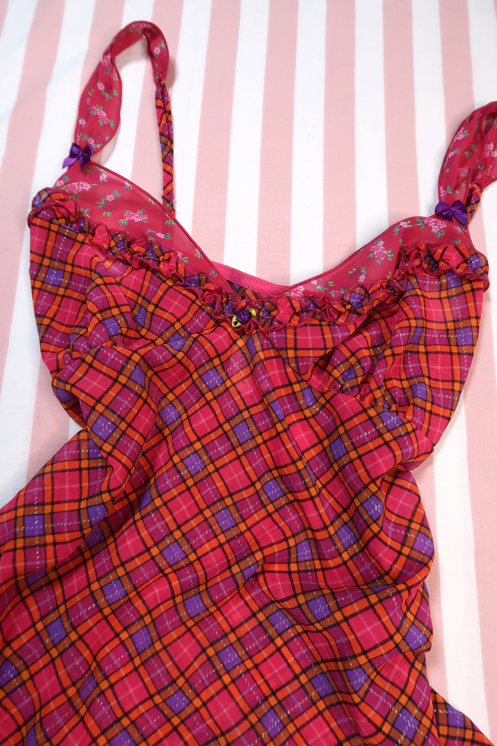 NWT Vintage 2000s Victoria’s Secret Pink Plaid Ruffle Babydoll Top - Elektra Vintage