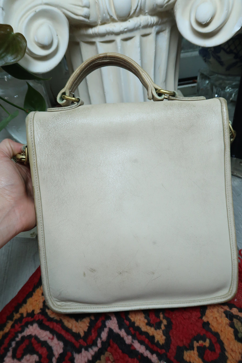 Vintage 90s Coach Bone Leather Station Bag
