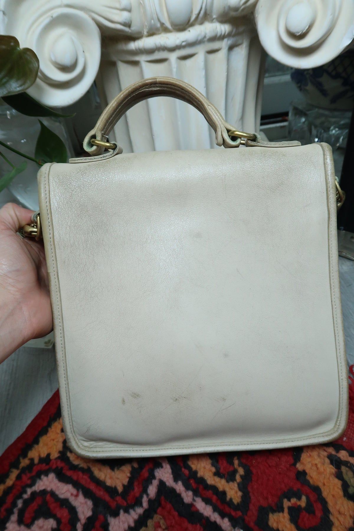 Vintage 90s Coach Bone Leather Station Bag